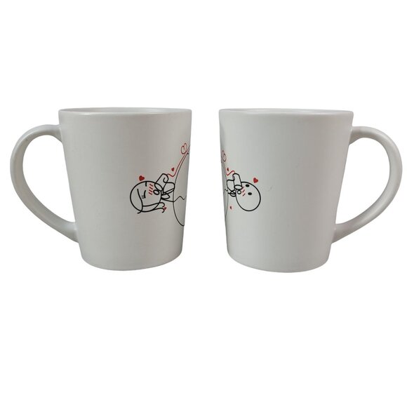 Human Touch 2 Mug Set Treat It With Love Soulmates Long Distance Romance Globe - Picture 2 of 12